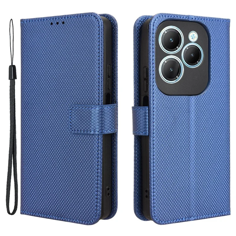 For Infinix Hot 40 X6836 / Hot 40 Pro X6837 Leather Case Diamond Texture Phone Wallet - Blue