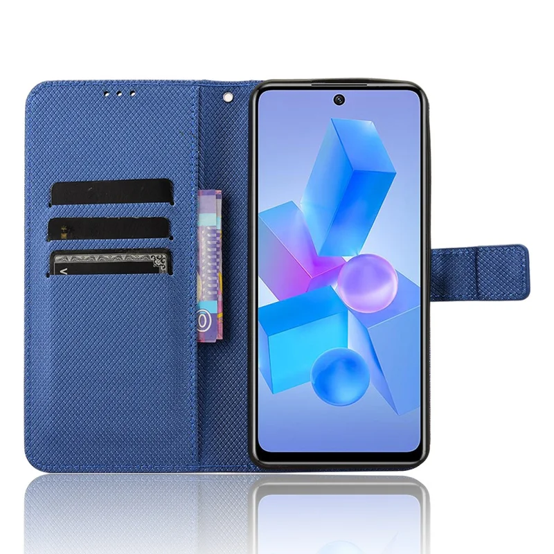 For Infinix Hot 40 X6836 / Hot 40 Pro X6837 Leather Case Diamond Texture Phone Wallet - Blue