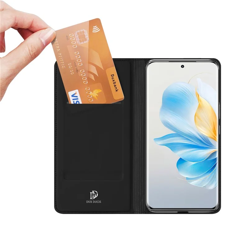 DUX DUCIS Skin Pro Series For Honor 100 5G Case Leather Stand Phone Shell with Card Holder - Black
