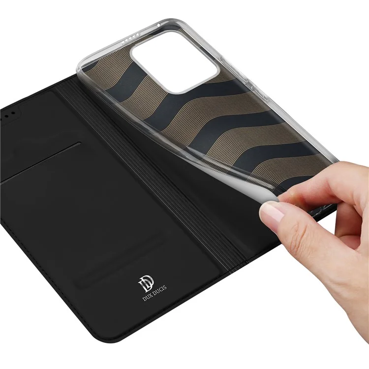 DUX DUCIS Skin Pro Series For Honor 100 5G Case Leather Stand Phone Shell with Card Holder - Black