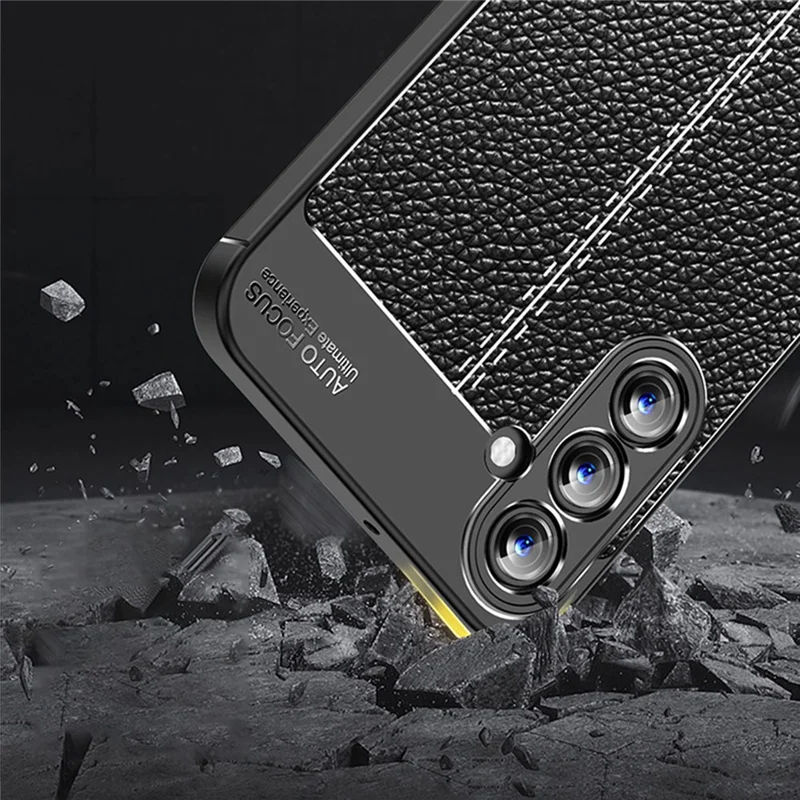 Coque de téléphone portable pour Samsung Galaxy A35 5G - Texture de litchi, coque de protection TPU anti-rayures - Noir