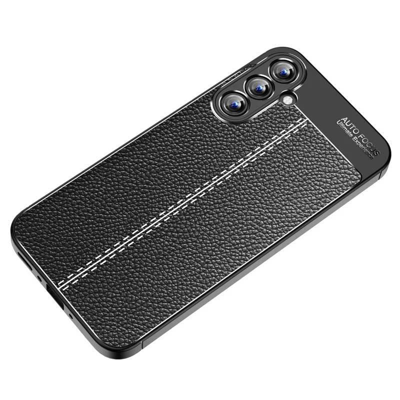 Coque de téléphone portable pour Samsung Galaxy A35 5G - Texture de litchi, coque de protection TPU anti-rayures - Noir