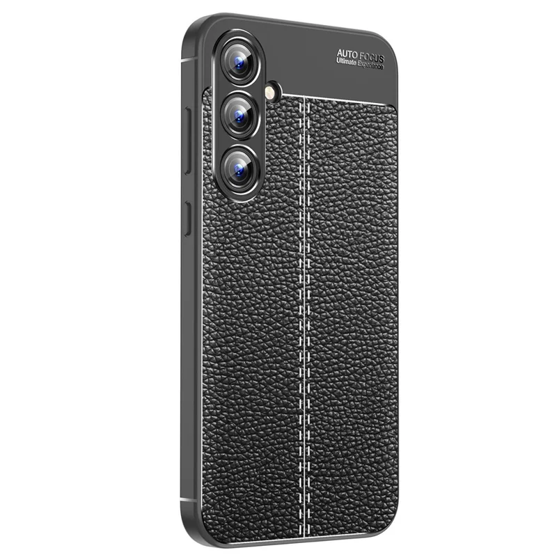 Coque de téléphone portable pour Samsung Galaxy A35 5G - Texture de litchi, coque de protection TPU anti-rayures - Noir