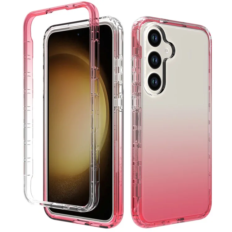 Per Samsung Galaxy S24 Phone Case Custodia Antiurto PC+TPU Copertura Posteriore Trasparente Sfumata - Rosso Sfumato