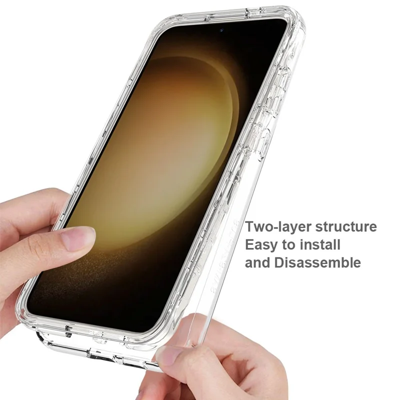 For Samsung Galaxy S24 Cell Phone Case Shockproof PC+TPU Clear Gradient Back Cover - Gradient Purple