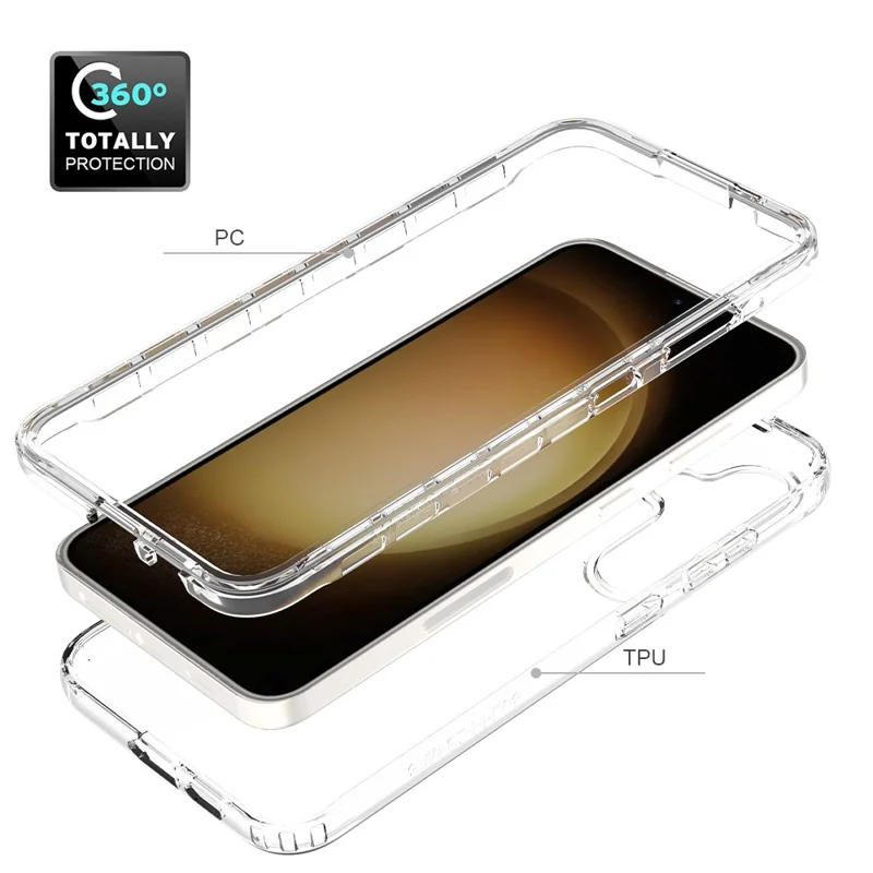 For Samsung Galaxy S24 Cell Phone Case Shockproof PC+TPU Clear Gradient Back Cover - Gradient Purple