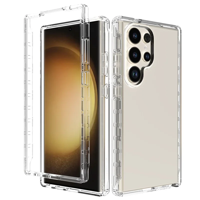 For Samsung Galaxy S24 Ultra Case Drop-resistant PC+TPU Clear Gradient Phone Protective Shell - Transparent