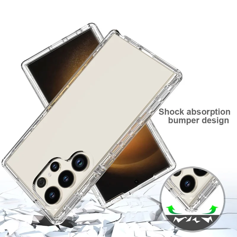 For Samsung Galaxy S24 Ultra Case Drop-resistant PC+TPU Clear Gradient Phone Protective Shell - Transparent