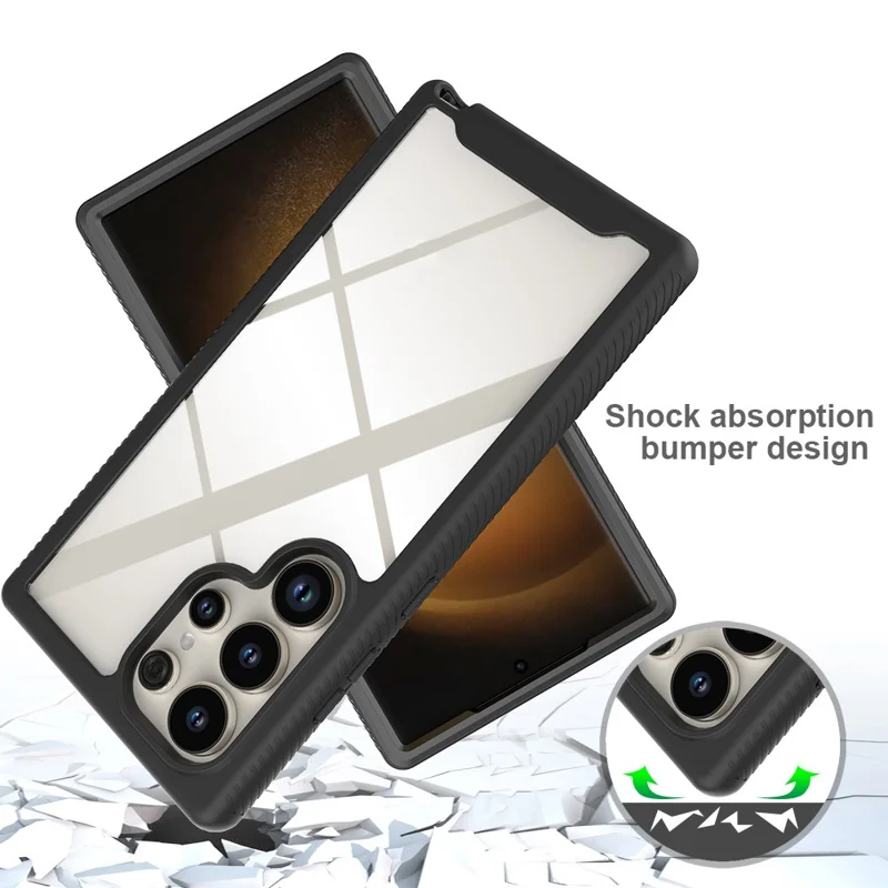 For Samsung Galaxy S24 Ultra Case with PET Screen Film PC+TPU Drop-resistant Phone Protector - Purple
