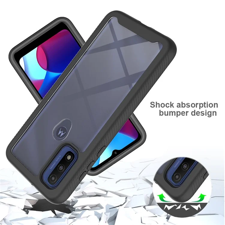 For Motorola Moto G Play (2023) 4G / G Power (2022) / G Pure Case PC+TPU Cover with PET Screen Film - Black