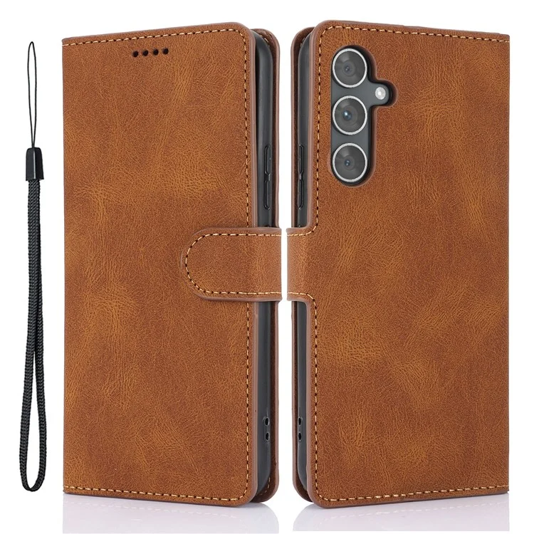 For Samsung Galaxy A55 5G Phone Case Wallet Leather Stand Cover - Brown