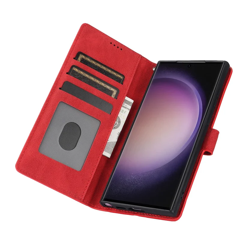 For Samsung Galaxy S24 Ultra Dreamy Leather Case Wallet Stand Phone Cover - Red