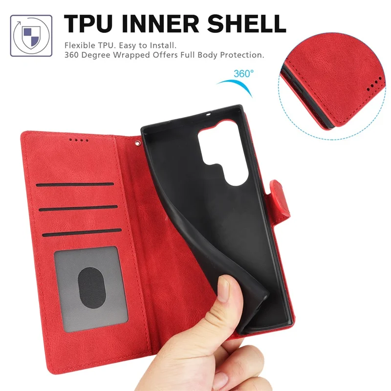 For Samsung Galaxy S24 Ultra Dreamy Leather Case Wallet Stand Phone Cover - Red