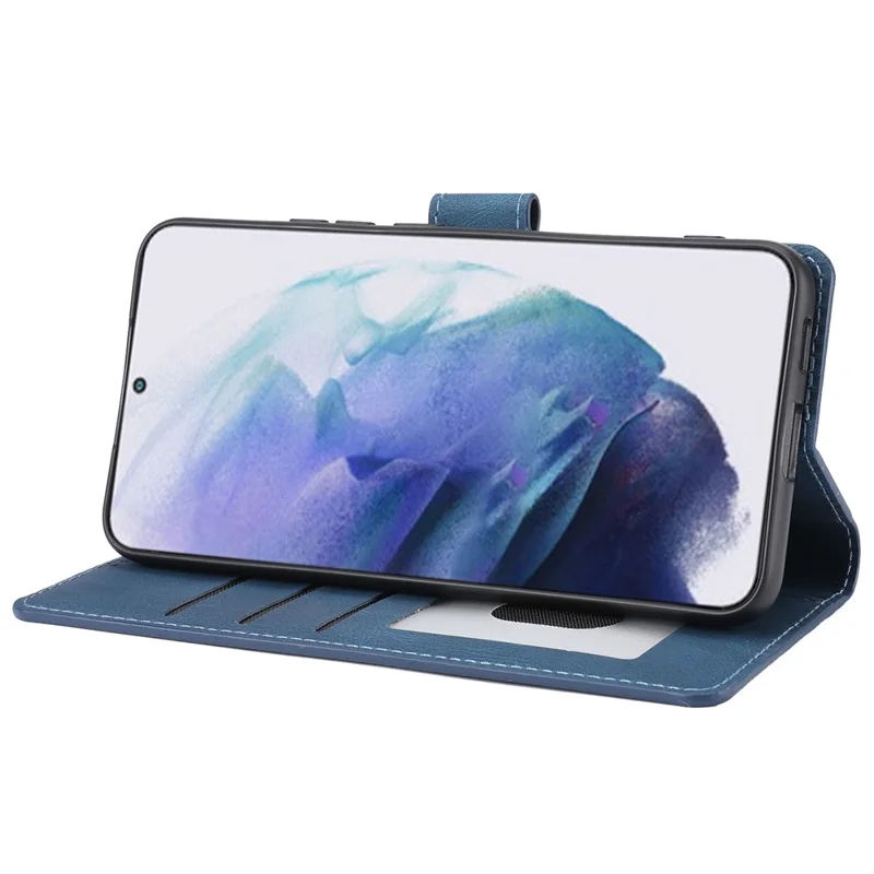 For Samsung Galaxy S24+ Leather Case Wallet Stand Classic Phone Cover - Blue