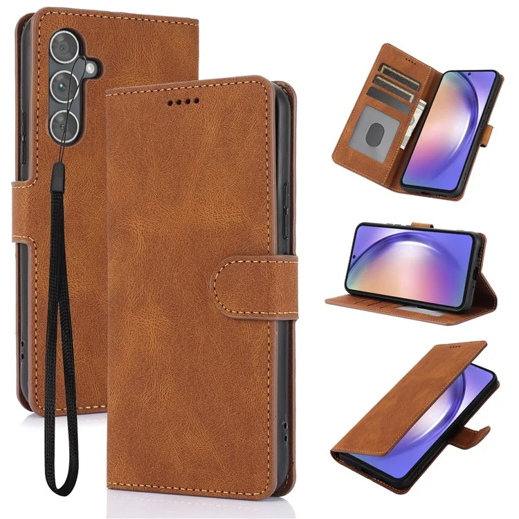 For Samsung Galaxy A15 5G Leather Wallet Case Flip Phone Cover - Brown