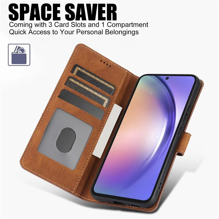 For Samsung Galaxy A15 5G Leather Wallet Case Flip Phone Cover - Brown