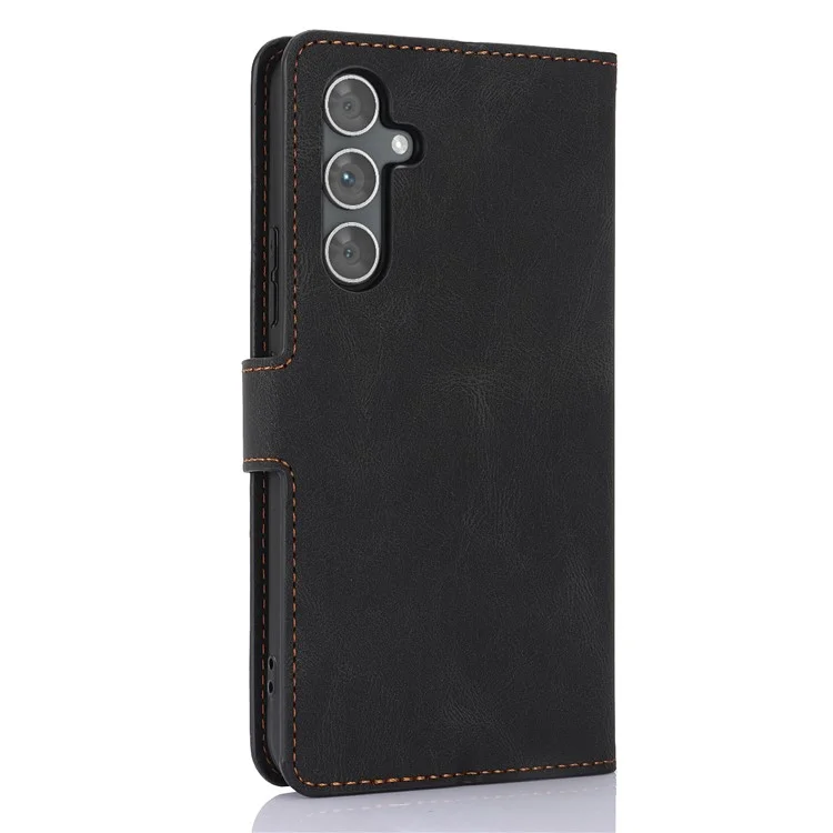 Pour Samsung Galaxy A25 5G (Global) (161,0 x 76,5 x 8,3 mm) Classic Leather Phone Case Wallet Stand Cover - Noir
