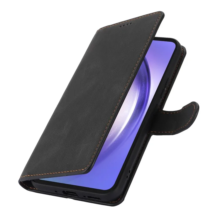 Pour Samsung Galaxy A25 5G (Global) (161,0 x 76,5 x 8,3 mm) Classic Leather Phone Case Wallet Stand Cover - Noir