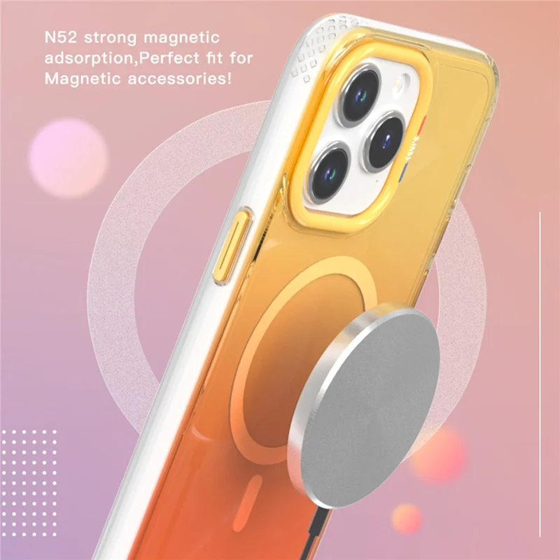 TGVI'S Grace Series Per iPhone 15 Pro Phone Custodia Magnetica Colorfull TPU+PC Shell Compatibile con MagSafe - Gradient Pink