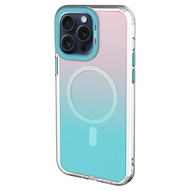 TGVI'S Grace Series For iPhone 15 Pro Phone Magnetic Case Colorful TPU+PC Shell Compatible with MagSafe - Gradient Blue