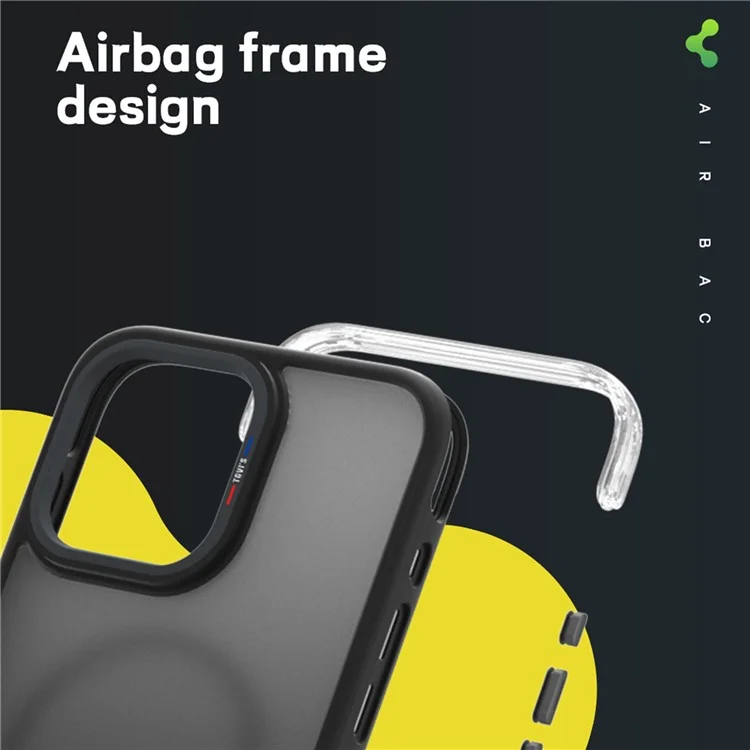 Série Vigor de TGVI'S pour iPhone 15 Pro Étui magnétique Airbag Protection Coque TPU+PC Compatible avec MagSafe - Noir dégradé