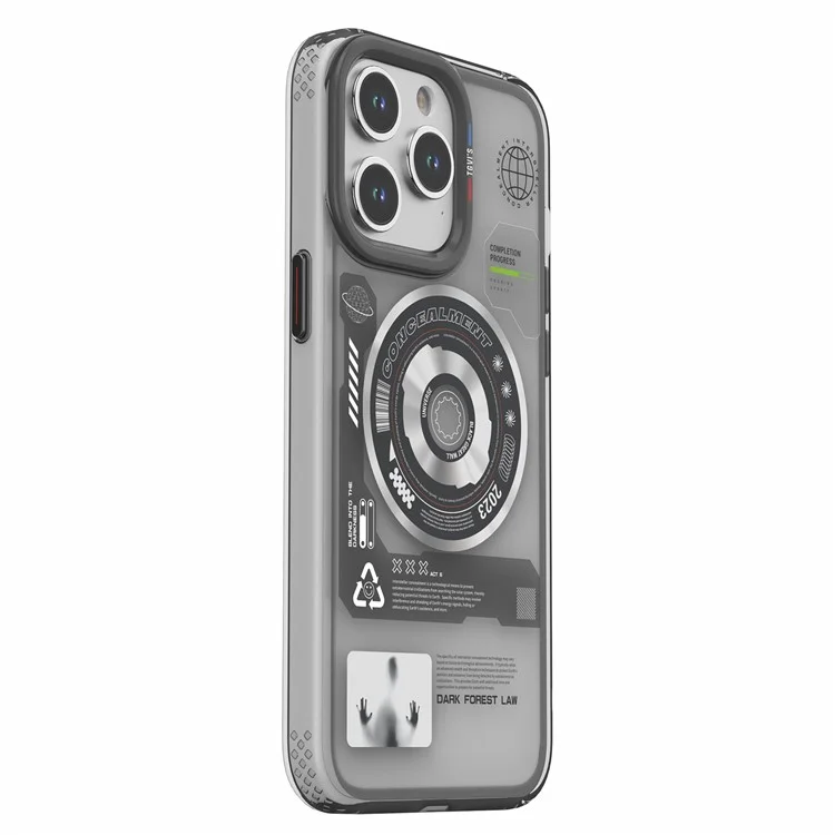 TGVI'S Space Series Per iPhone 15 Pro Max Case Compatibile con MagSafe Retro CD Pattern TPU+PET Phone Shell - Grigio