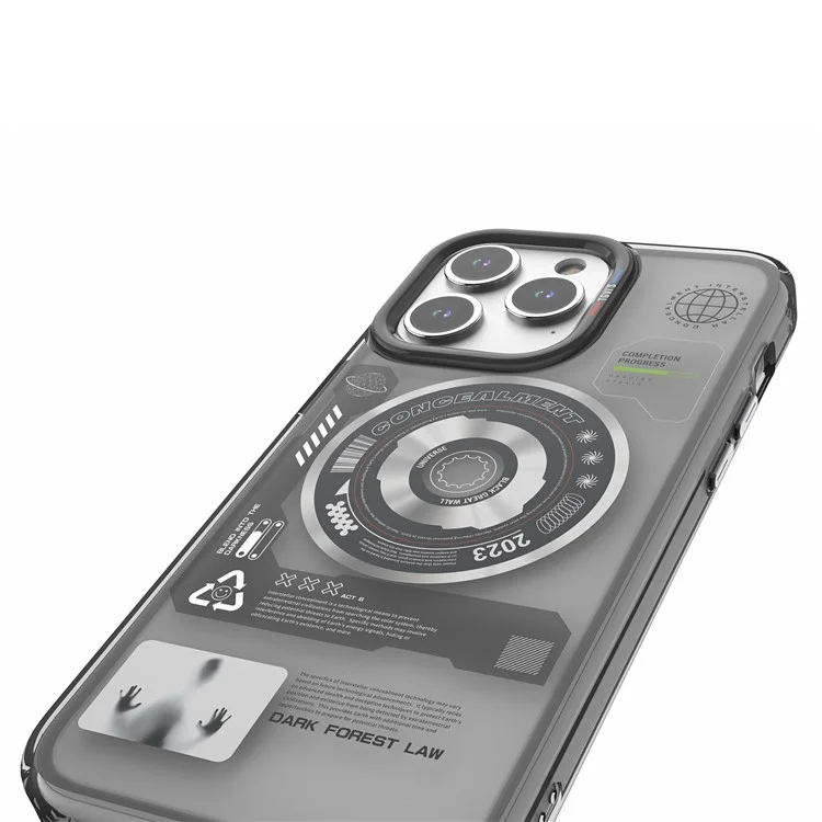 TGVI'S Space Series Per iPhone 15 Pro Max Case Compatibile con MagSafe Retro CD Pattern TPU+PET Phone Shell - Grigio