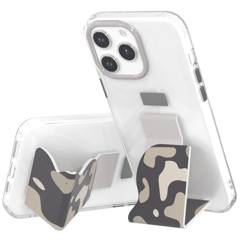 TGVI'S ART Series for iPhone 15 Pro Phone Cover Hand Grip Kickstand 2-in-1 - White