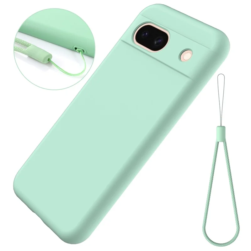 Per Google Pixel 8a Custodia per Cellulare Fodera Morbida Antigraffio Copertura in Silicone Liquido con Cinturino - Verde
