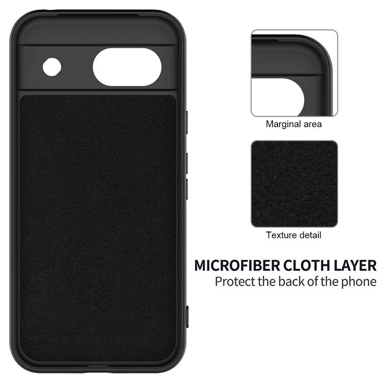 Para o Google Pixel 8a Capa de Celular Forro Macio Antirranhadura Capa de Silicone Líquido com Alça - Preto