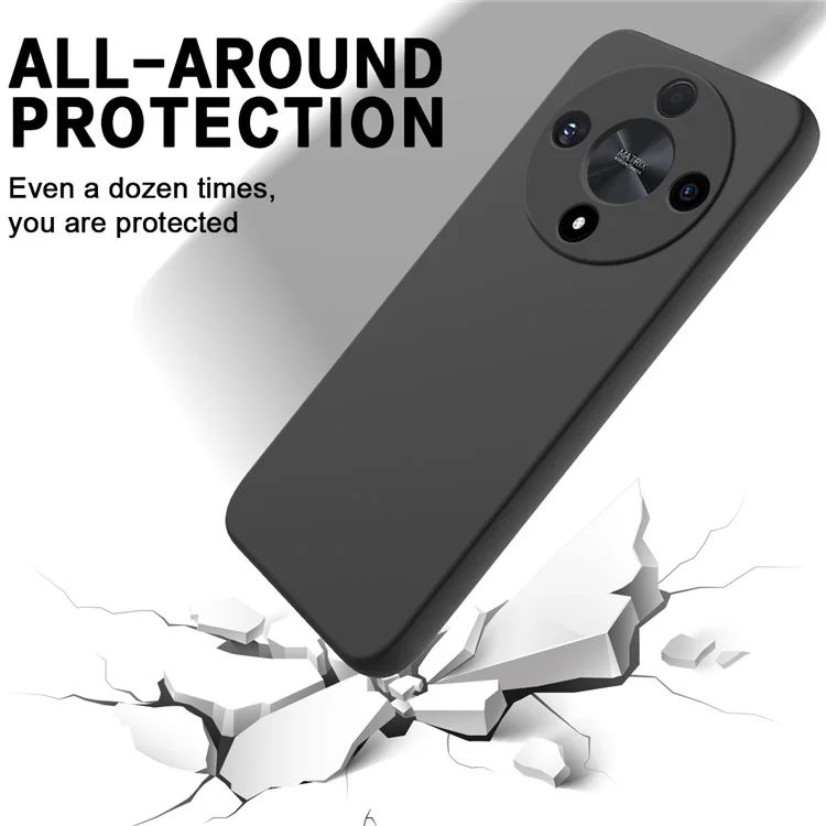 For Honor Magic6 Lite 5G / X9b 5G Case Anti-fingerprint Liquid Silicone Soft Liner Smart Phone Cover - Schwarz
