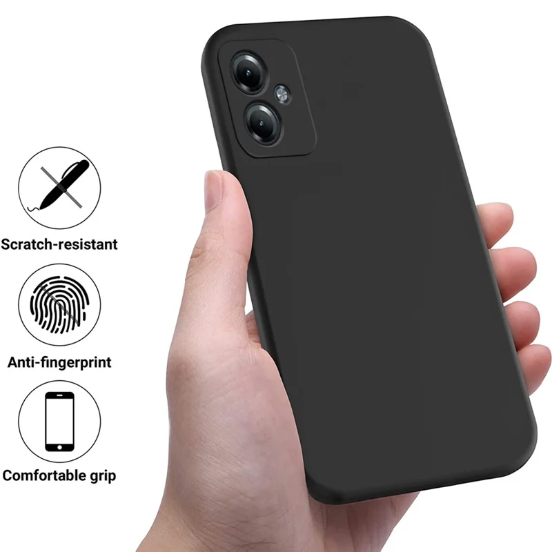 For Motorola Moto G54 Power 5G Phone Case Smooth Liquid Silicone+Soft Lining Protective Shell - Black