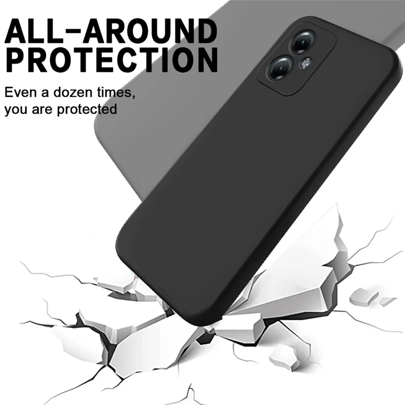 For Motorola Moto G54 Power 5G Phone Case Smooth Liquid Silicone+Soft Lining Protective Shell - Black