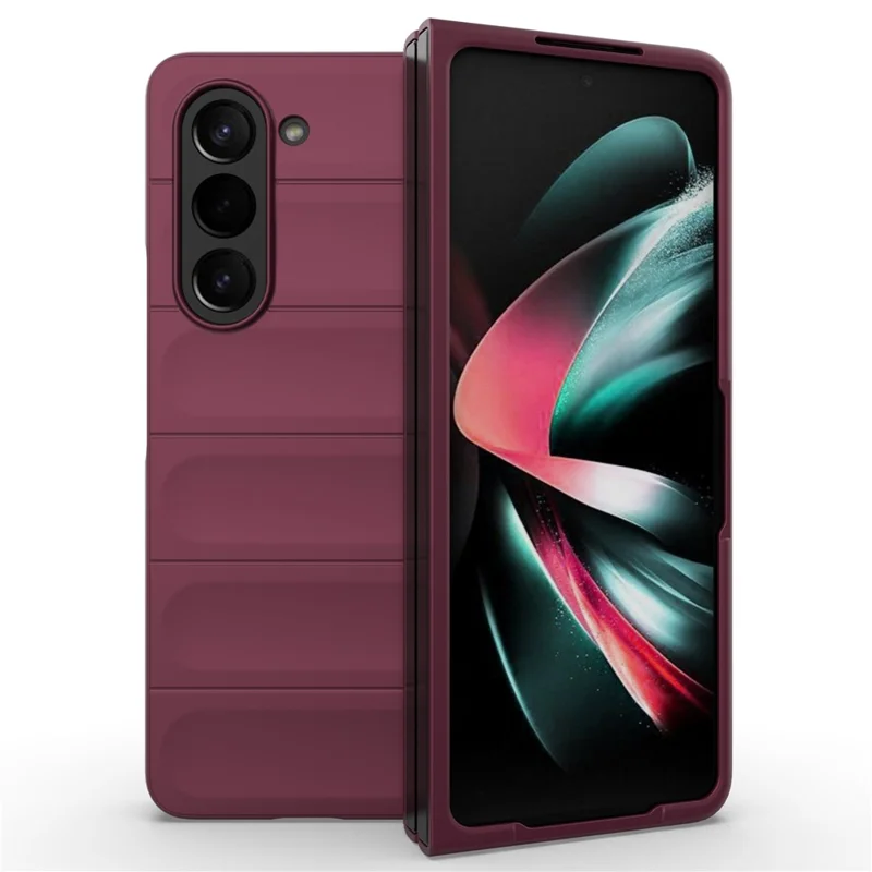 For Samsung Galaxy Z Fold5 5G Phone Case Shockproof Hard PC Back Cover - Wine Red