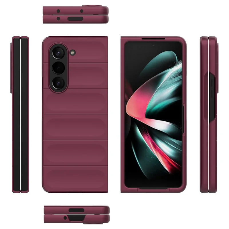 For Samsung Galaxy Z Fold5 5G Phone Case Shockproof Hard PC Back Cover - Wine Red