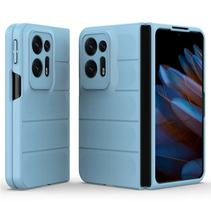 For Oppo Find N2 5G Hard PC Phone Case Shock Absorbing Back Cover - Baby Blue