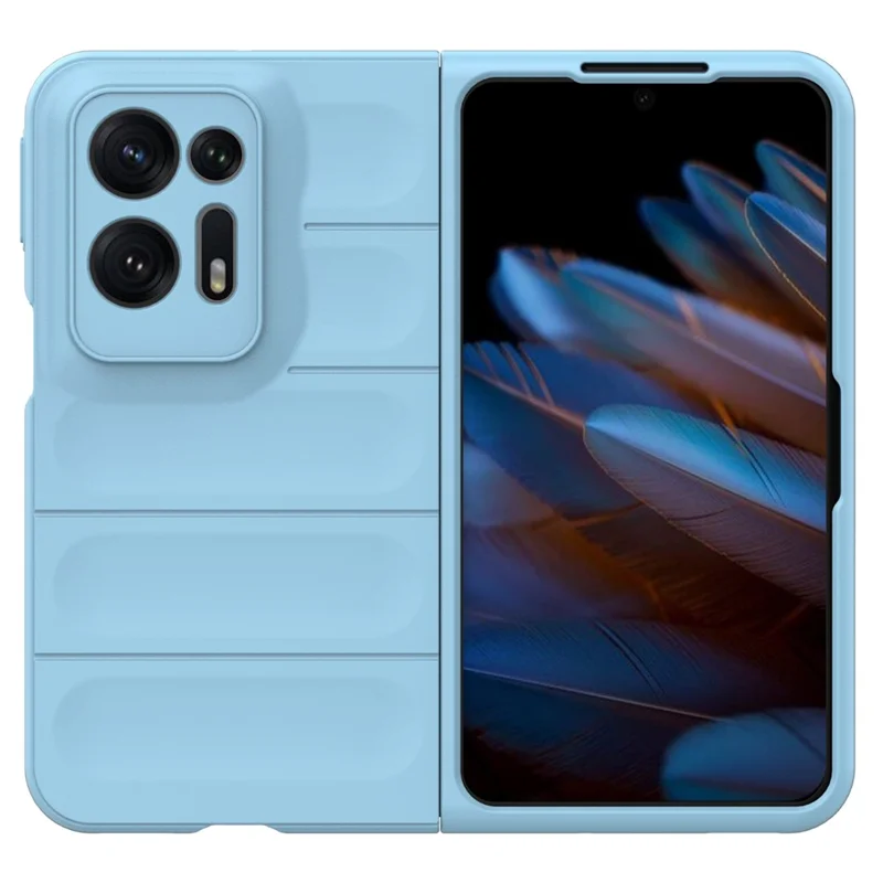 For Oppo Find N2 5G Hard PC Phone Case Shock Absorbing Back Cover - Baby Blue