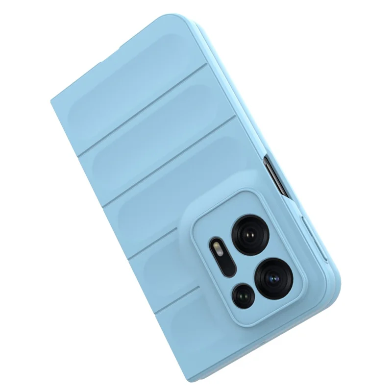 For Oppo Find N2 5G Hard PC Phone Case Shock Absorbing Back Cover - Baby Blue