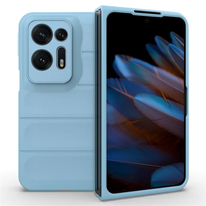 For Oppo Find N2 5G Hard PC Phone Case Shock Absorbing Back Cover - Baby Blue