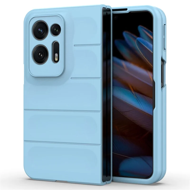 For Oppo Find N2 5G Hard PC Phone Case Shock Absorbing Back Cover - Baby Blue