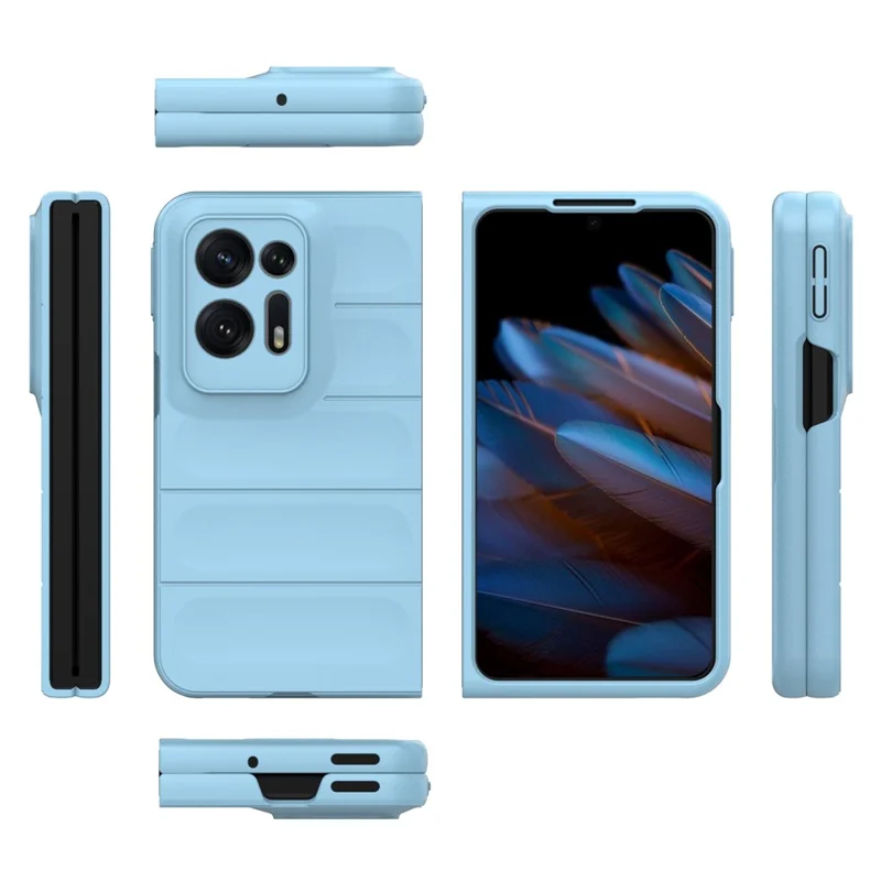 For Oppo Find N2 5G Hard PC Phone Case Shock Absorbing Back Cover - Baby Blue