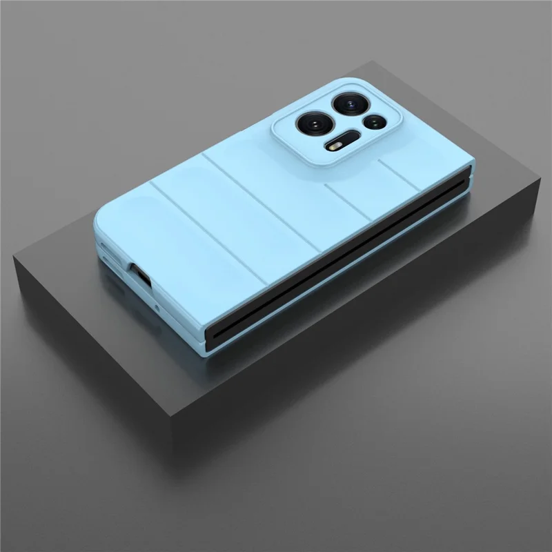 For Oppo Find N2 5G Hard PC Phone Case Shock Absorbing Back Cover - Baby Blue