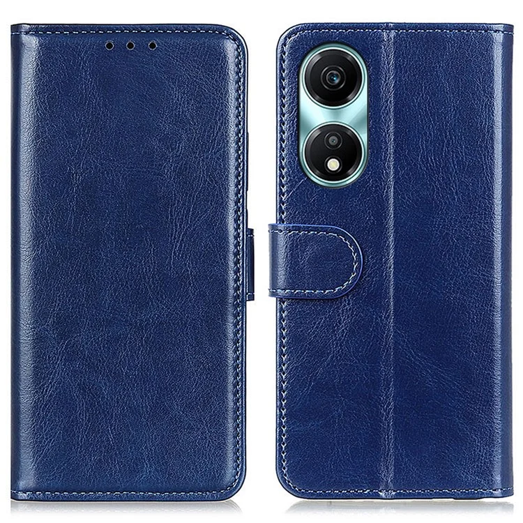 Capa de couro com textura de cavalo selvagem da For Honor X5 Plus - Azul 