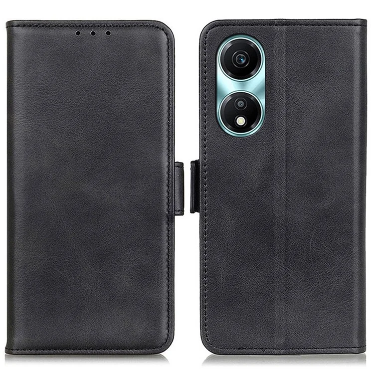 For Honor X5 Plus Wallet Phone Case Magnetic Clasp PU Leather Cover - Black