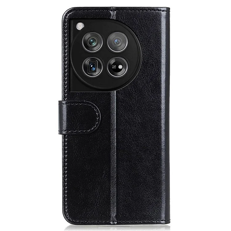 Para OnePlus 12 5G Flip Leather Phone Cover Crazy Horse Pattern Design - Preto