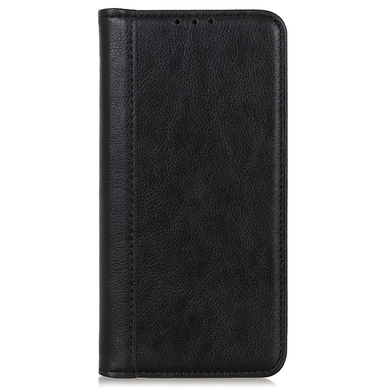 For Honor X5 Plus Wallet Case Magnetverschluss mit Litchi-Körnung Spaltleder - Schwarz