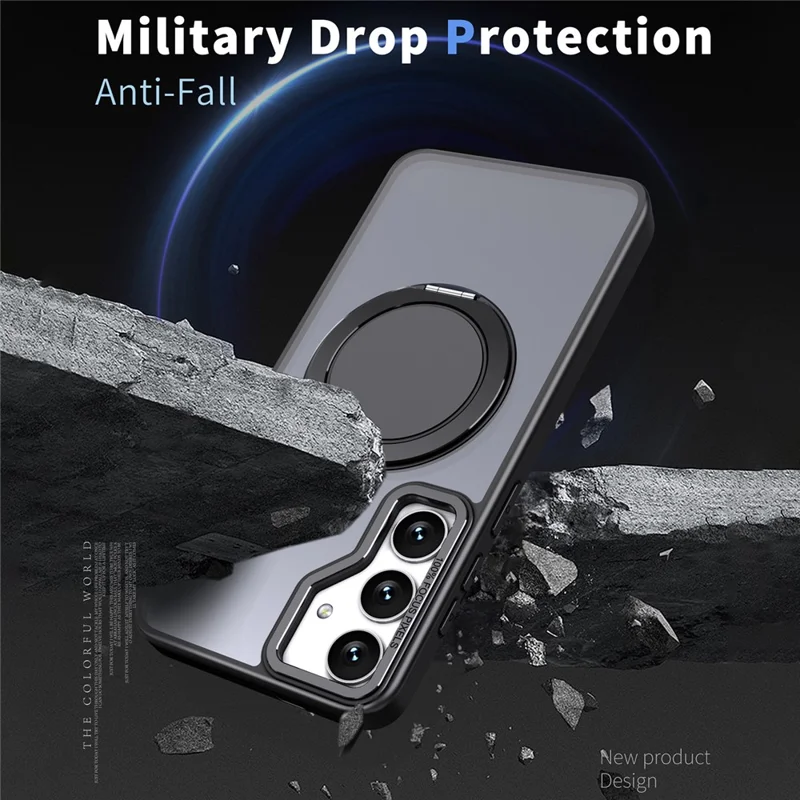 Case para Smartphone Samsung Galaxy S24 com Anel de Suporte e Capa Magnética - Preto