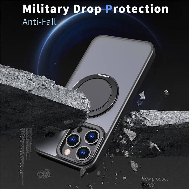 Чехол с подставкой для iPhone 15 Pro, магнитная телефонная крышка, невидимая шестерня - черная