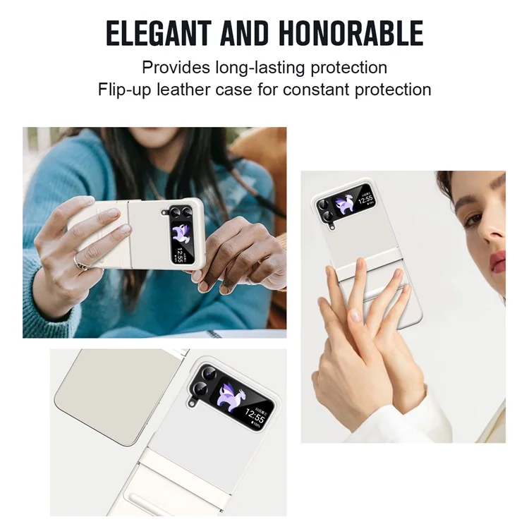 Pour Samsung Galaxy Z Flip3 5G / Z Flip4 5G Étui de téléphone Mince et fin avec protection des charnières - Blanc