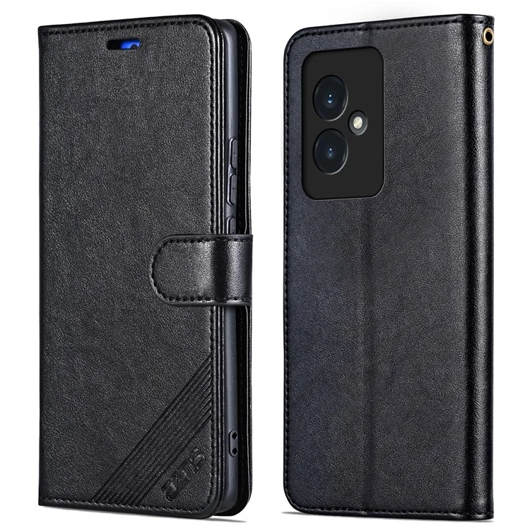 AZNS For Honor 100 5G Funda de Teléfono de Piel con Textura de Piel de Cordero y Soporte Tipo Cartera - Negro